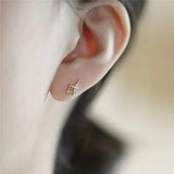 Double Star Design Stud Earrings Inlaid Zirconia Earrings - Tophatter Daily Deals