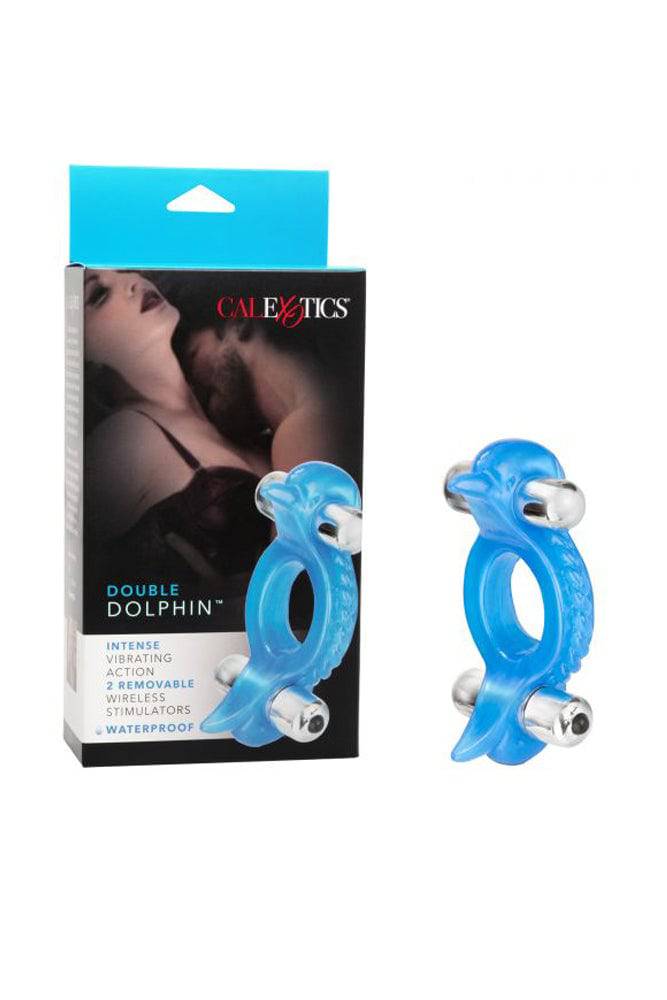 Cal Exotics - Couples Enhancer - Double Dolphin Cock Ring - Blue Sex Toy - Tophatter Daily Deals