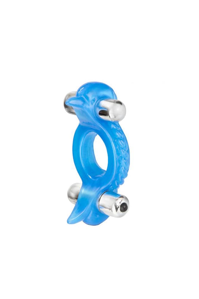 Cal Exotics - Couples Enhancer - Double Dolphin Cock Ring - Blue Sex Toy - Tophatter Daily Deals