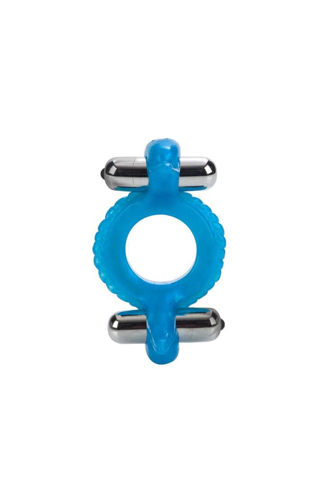 Cal Exotics - Couples Enhancer - Double Dolphin Cock Ring - Blue Sex Toy - Tophatter Daily Deals