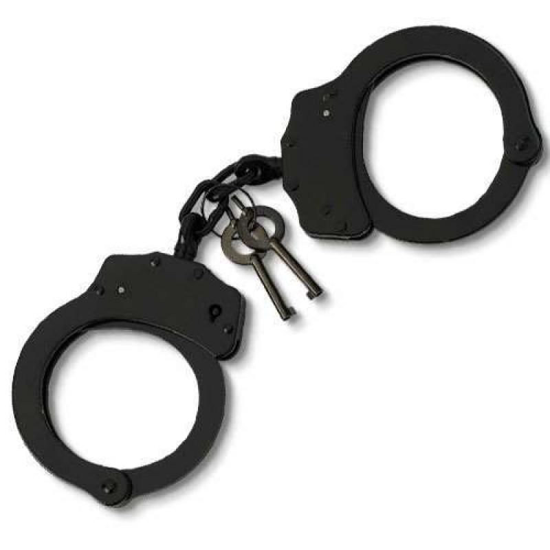 Law Enforcement Quality Double Lock Black Handcuffs Collectible Weapons - Tophatter Daily Deals