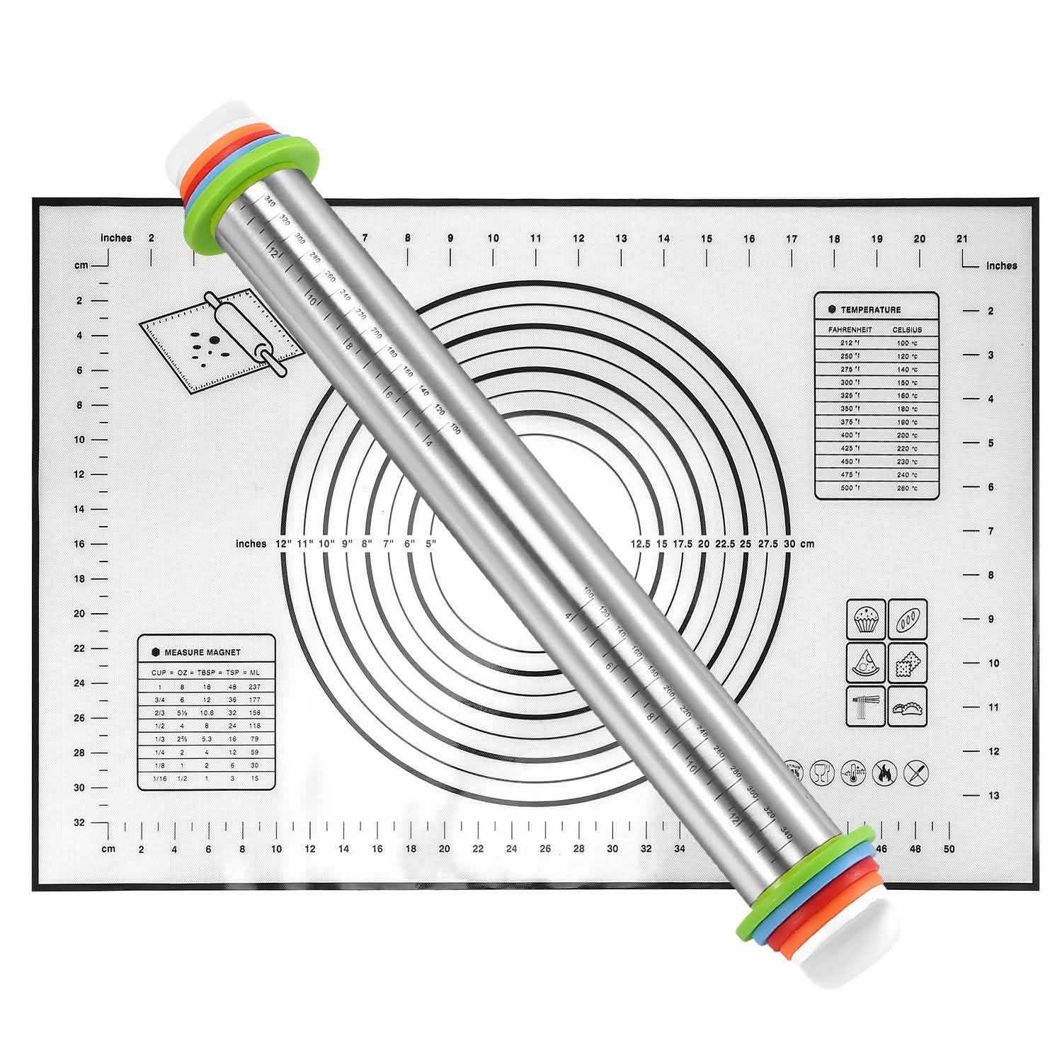 Dough Rolling Pin Dough Roller Stainless Steel Black Kitchen Tools & Gadgets - Tophatter Daily Deals