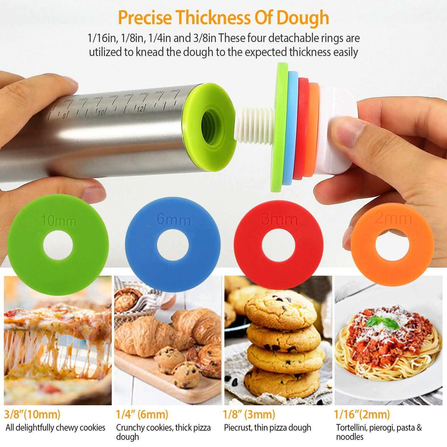 Dough Rolling Pin Dough Roller Stainless Steel Kitchen Tools & Gadgets - Tophatter Daily Deals