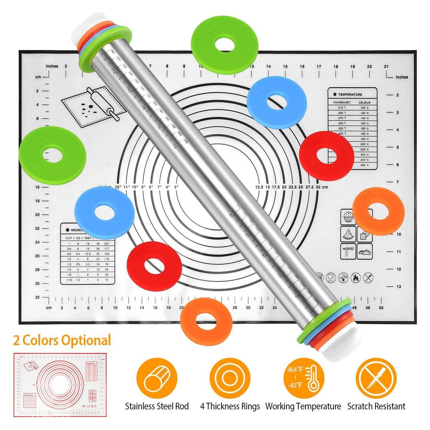 Dough Rolling Pin Dough Roller Stainless Steel Kitchen Tools & Gadgets - Tophatter Daily Deals