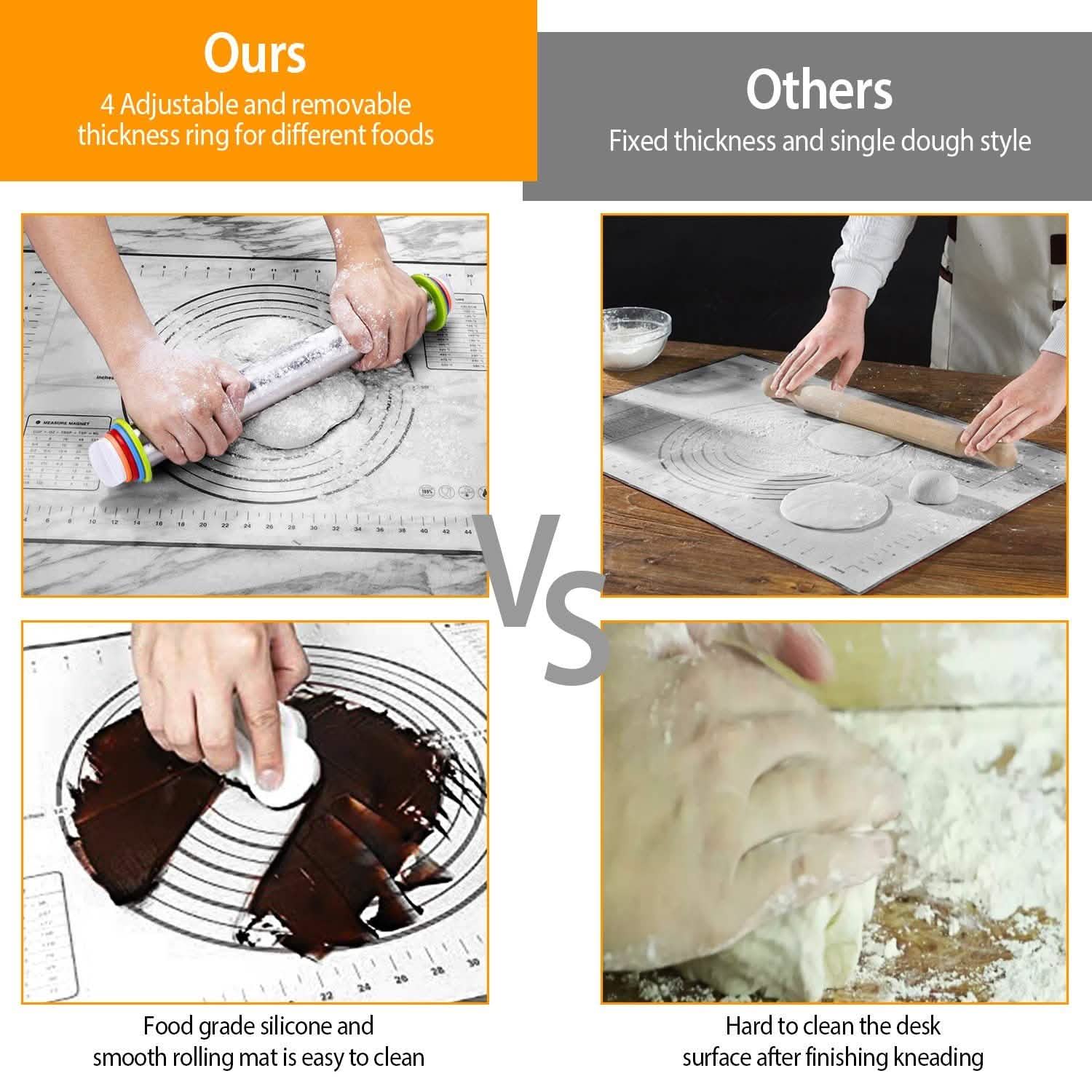 Dough Rolling Pin Dough Roller Stainless Steel Kitchen Tools & Gadgets - Tophatter Daily Deals