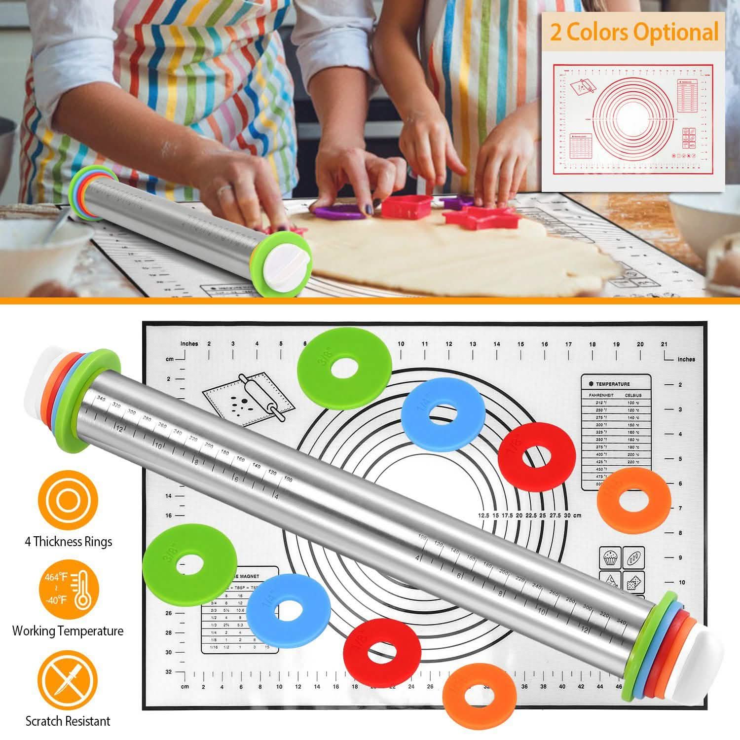 Dough Rolling Pin Dough Roller Stainless Steel Kitchen Tools & Gadgets - Tophatter Daily Deals