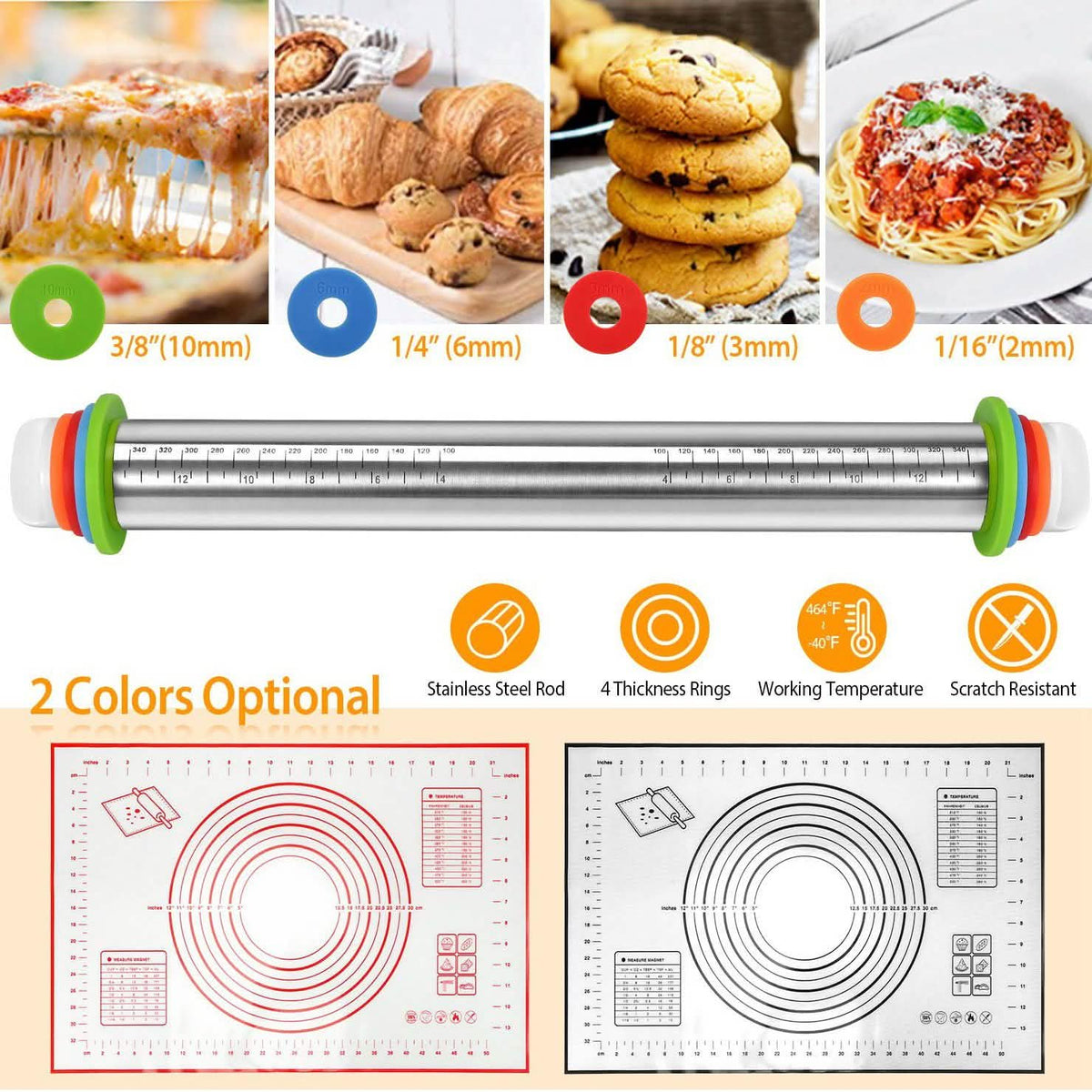 Dough Rolling Pin Dough Roller Stainless Steel Kitchen Tools & Gadgets - Tophatter Daily Deals