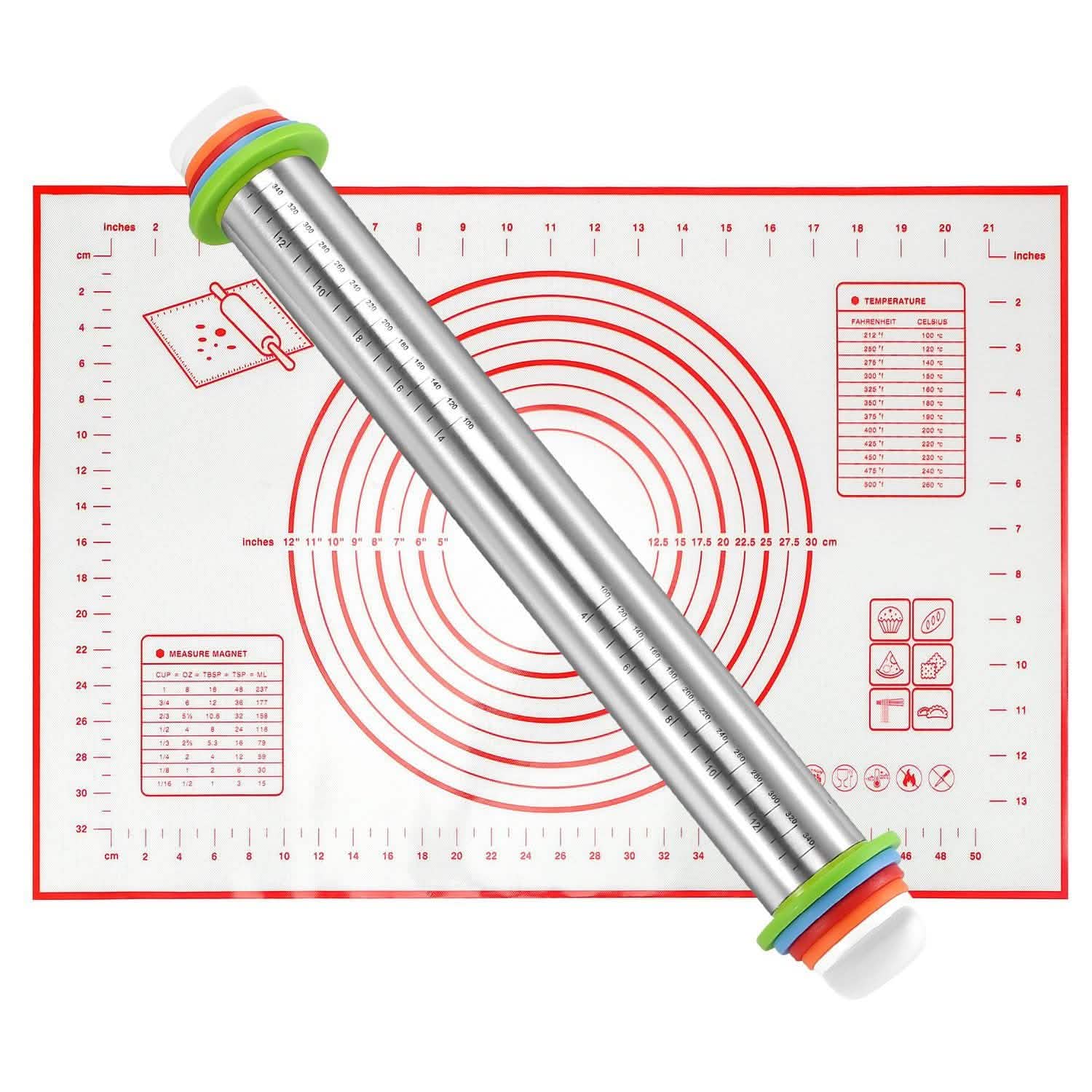 Dough Rolling Pin Dough Roller Stainless Steel Red Kitchen Tools & Gadgets - Tophatter Daily Deals