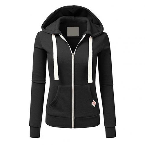 Soft Versatile Women's Zip Hoodie - Fitted, Cotton, Casual Black - Tophatter Daily Deals