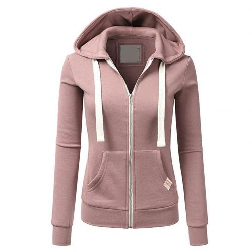 Soft Versatile Women's Zip Hoodie - Fitted, Cotton, Casual Pink - Tophatter Daily Deals