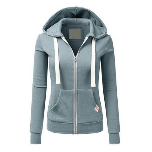 Soft Versatile Women's Zip Hoodie - Fitted, Cotton, Casual Light blue - Tophatter Daily Deals