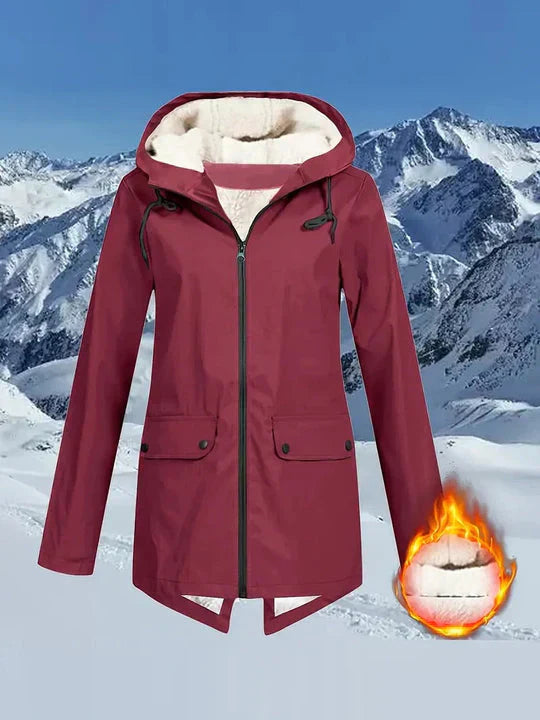 Waterproof Cozy Women’s Jacket – Fleece Lined Parka Coat Red - Tophatter Daily Deals