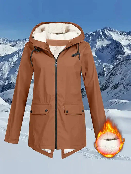 Waterproof Cozy Women’s Jacket – Fleece Lined Parka Coat Brown - Tophatter Daily Deals