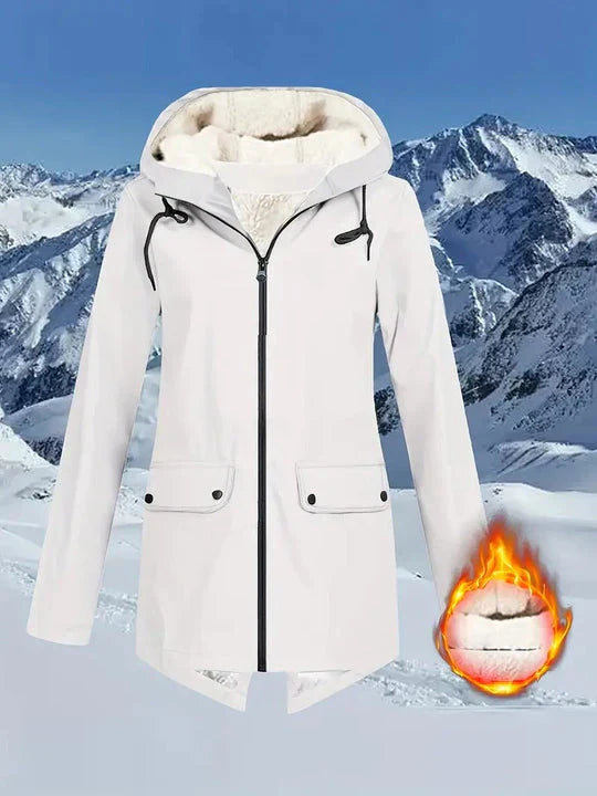 Waterproof Cozy Women’s Jacket – Fleece Lined Parka Coat White - Tophatter Daily Deals