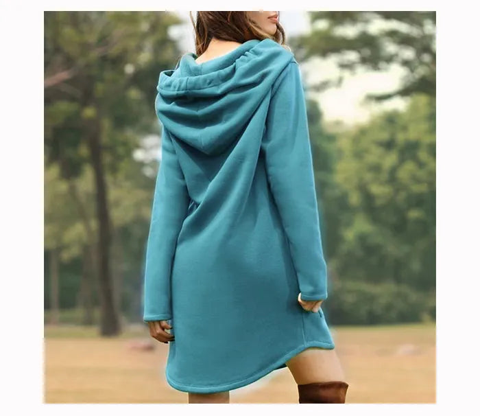 Soft Cozy Women's Hoodie Dress - Longline Brushed Knit - Tophatter Daily Deals