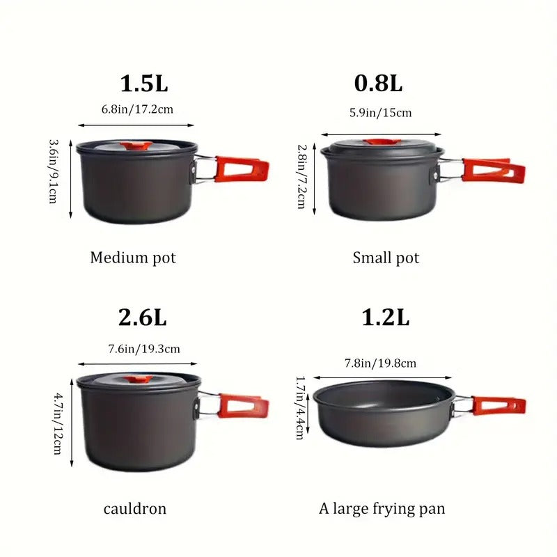 Camping Cookware Set with Kettle and Utensils Camp Cooking - Tophatter Daily Deals