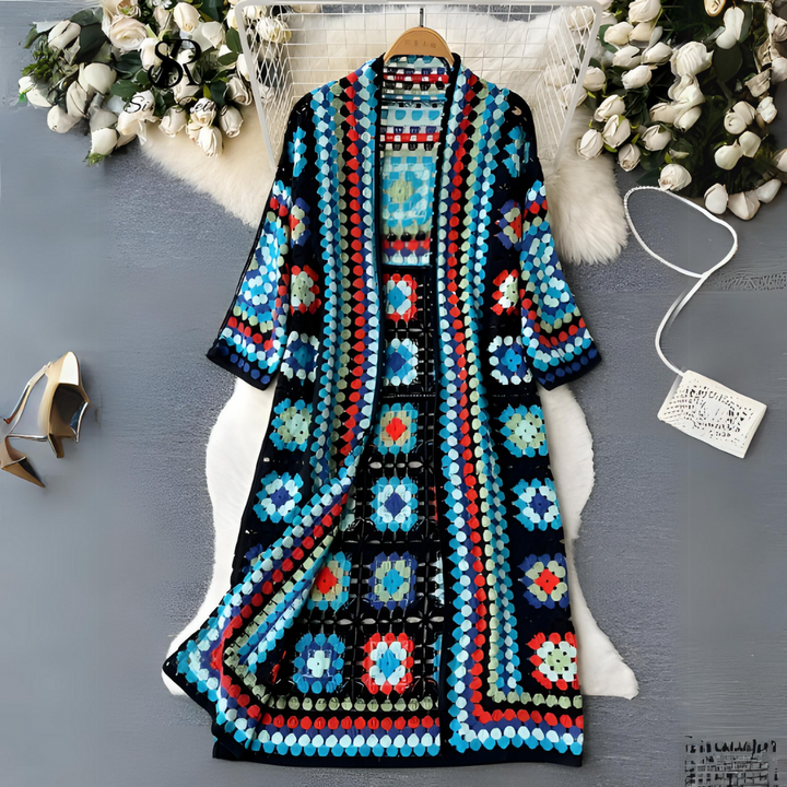 Lightweight Women's Crochet Cardigan - Calf Length, Spring Blue One Size - Tophatter Daily Deals