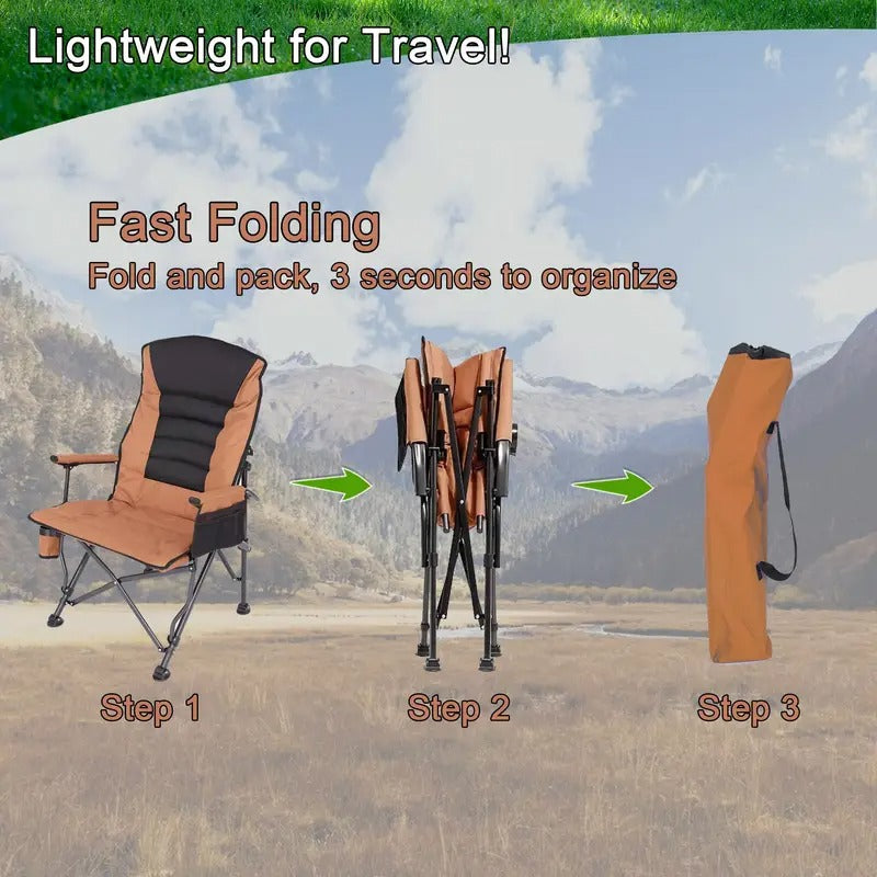 Outdoor Folding Camping Chair with Adjustable Backrest Furniture > Outdoor > Outdoor Chairs - Tophatter Daily Deals