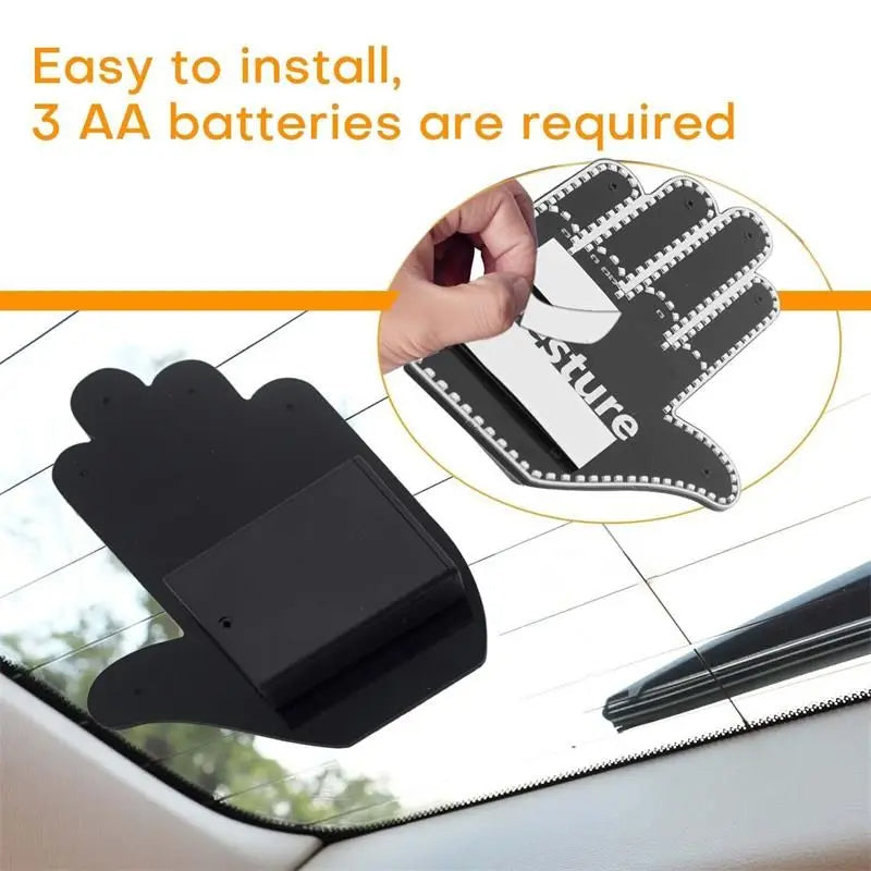 Middle Finger Gesture Light with Remote Funny Finger Car Light Road Rage Signs Hand Lamp Sticker Glow Panel For car Window - Tophatter Daily Deals
