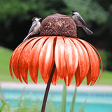 Coneflower Bird Feeder Metal Garden Decor Fall 2025 Orange - Tophatter Daily Deals