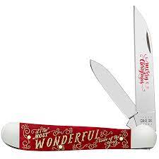 Case Copperhead - Christmas Dark Red Bone Smooth - 10605 Knives - Tophatter Daily Deals