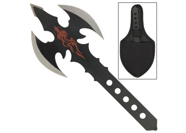 Dragon's Mighty Fury Triple Edged Throwing Axe outdoor gear - Tophatter Daily Deals