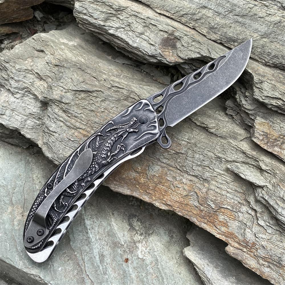 3D Western Dragon Folding Knife - Tophatter Daily Deals