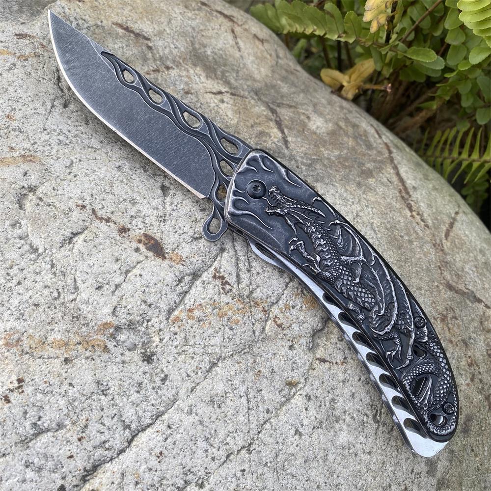 3D Western Dragon Folding Knife - Tophatter Daily Deals