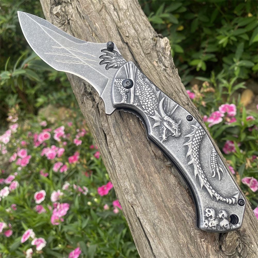 Evil Dragon Relief Folding Knife Evil Dragon Knife - Tophatter Daily Deals