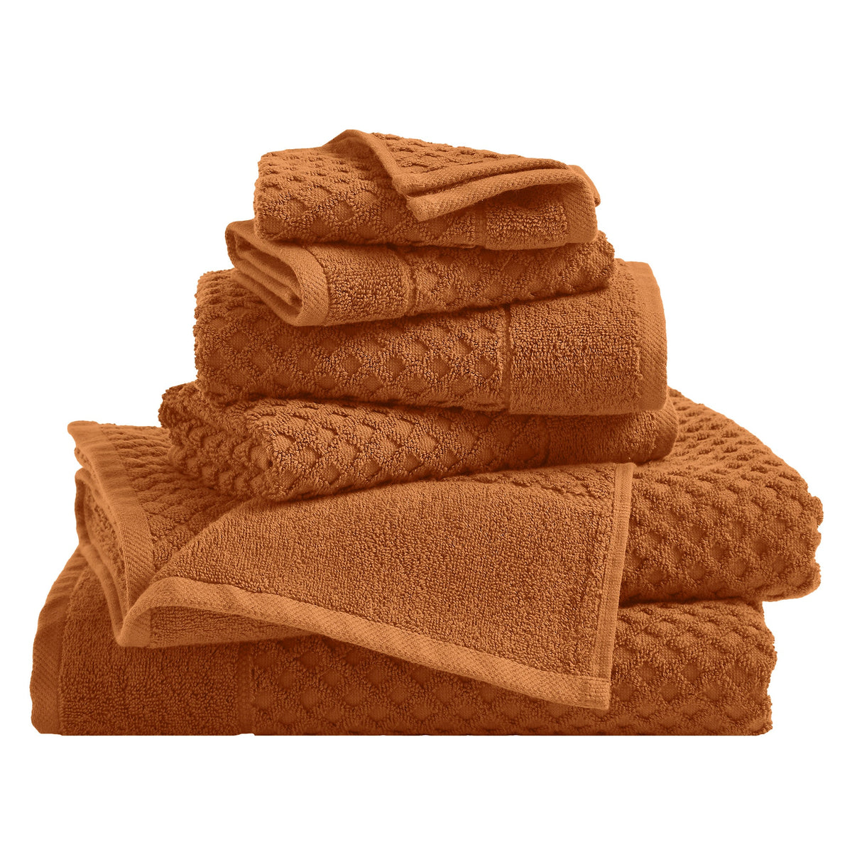 Cotton Diamond Waffle Weave Bath Towel Set - Grayson Collection 6 Piece Set Copper Bath - Tophatter Daily Deals