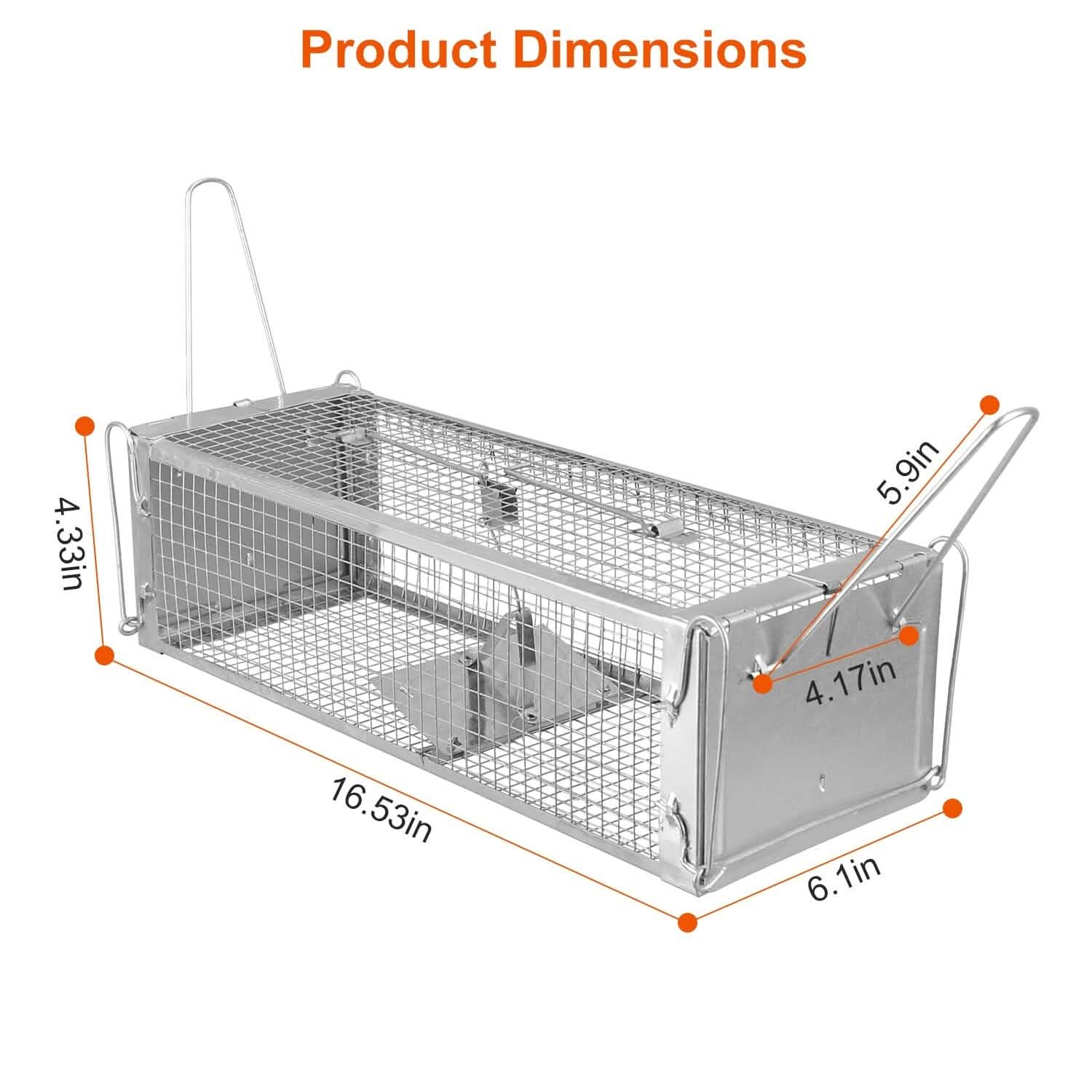 Dual Door Rat Trap Cage Humane with 2 Detachable U Shape Rod Pest Control - Tophatter Daily Deals
