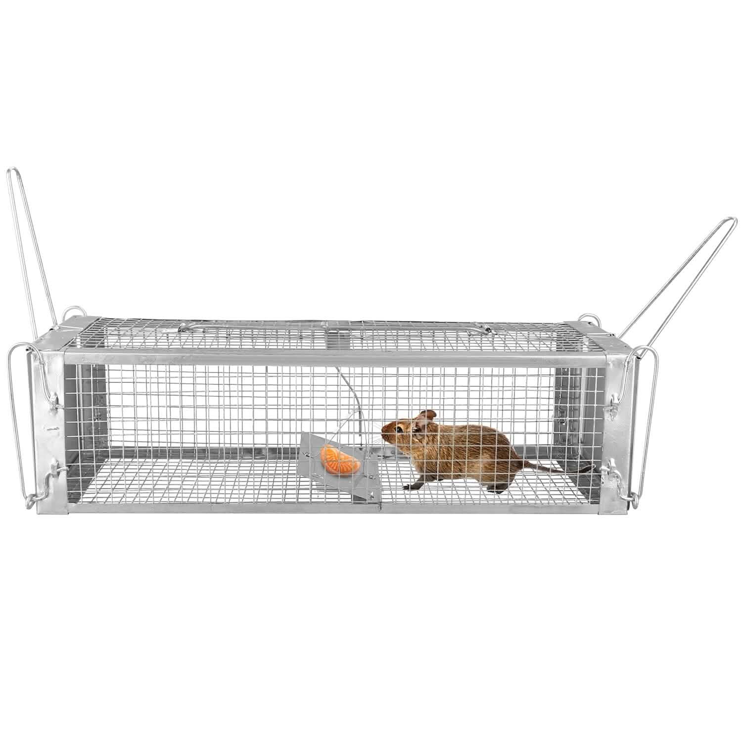 Dual Door Rat Trap Cage Humane with 2 Detachable U Shape Rod Pest Control - Tophatter Daily Deals