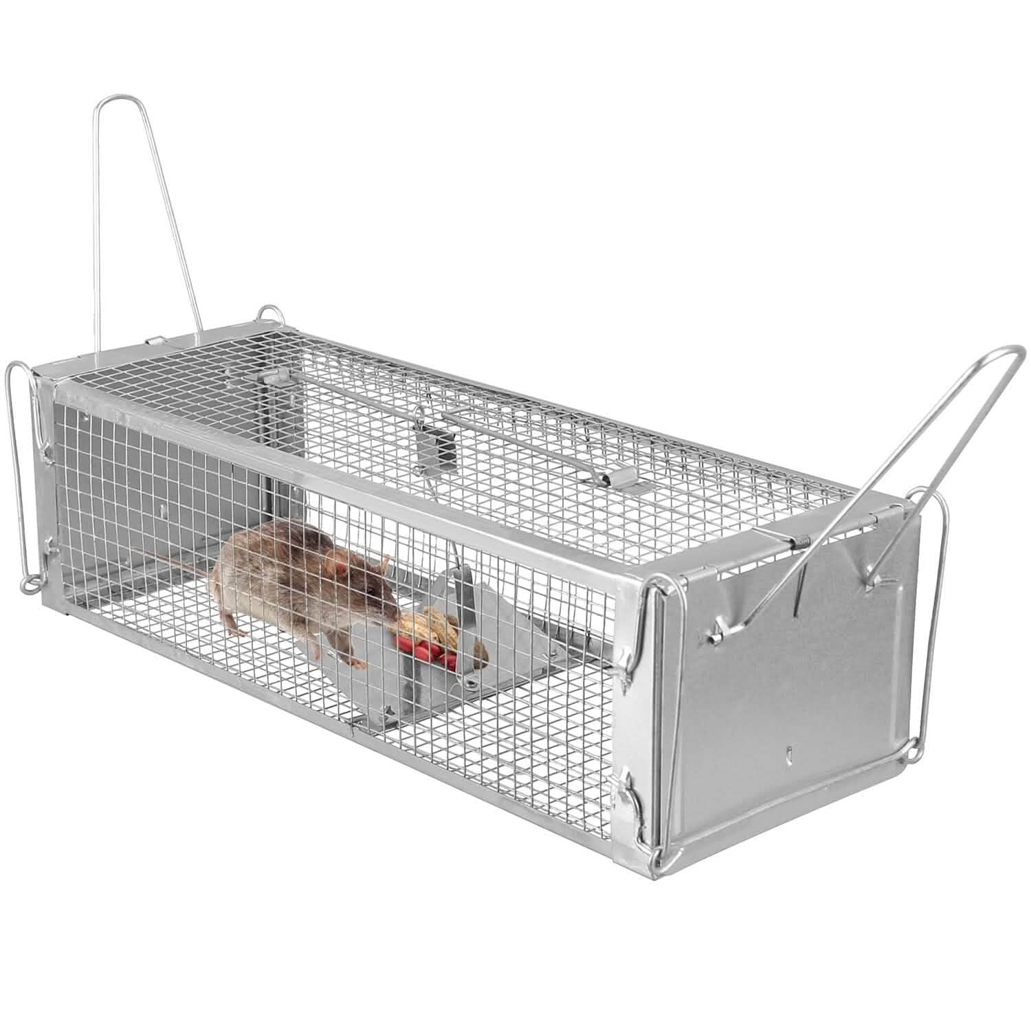Dual Door Rat Trap Cage Humane with 2 Detachable U Shape Rod Pest Control - Tophatter Daily Deals