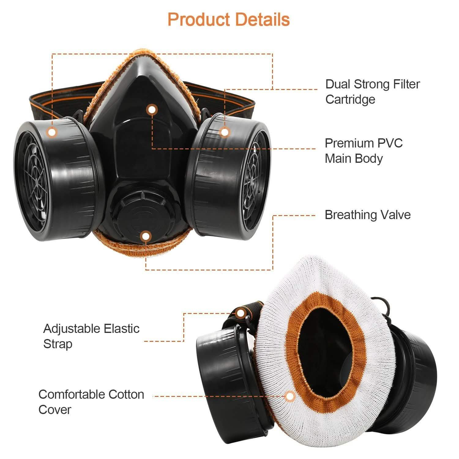 Dual Filter Cartridge Respirator Mask with Goggles Face Masks & PPE - Tophatter Daily Deals