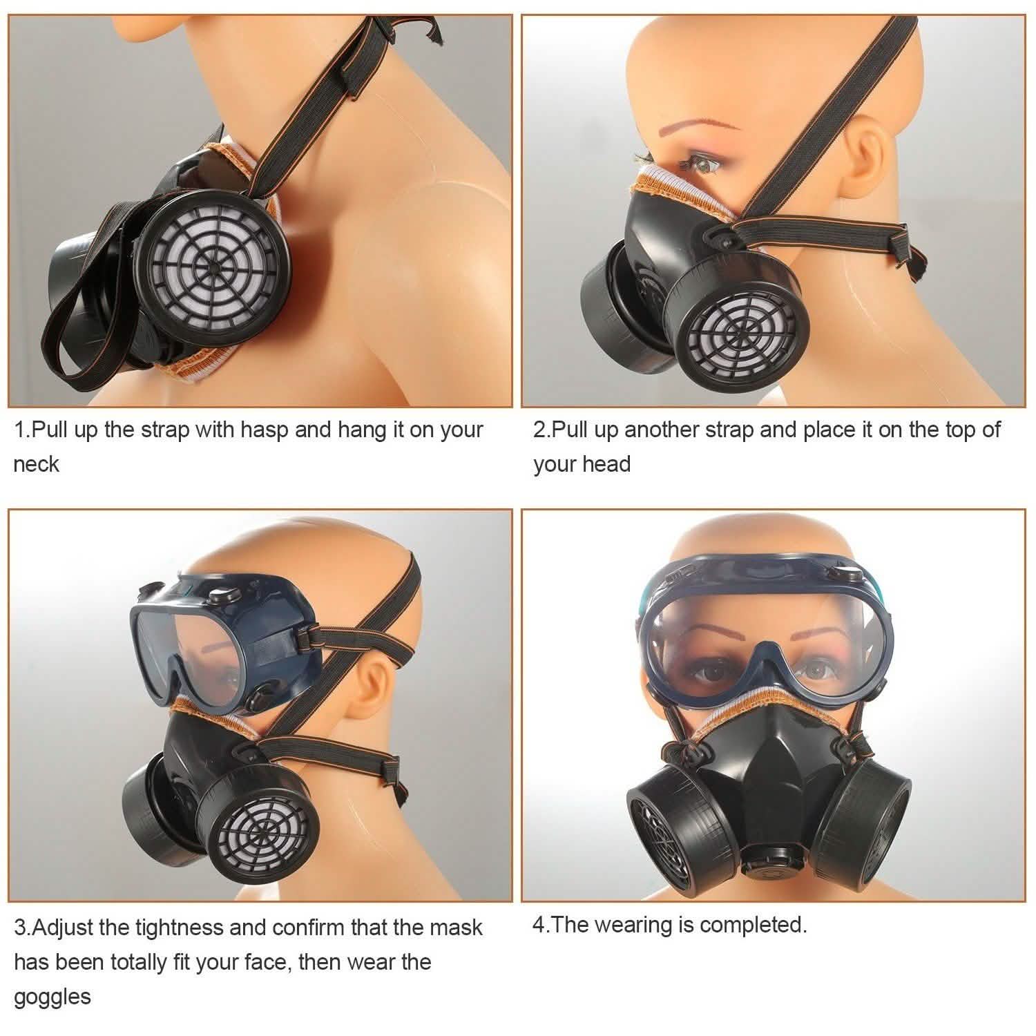 Dual Filter Cartridge Respirator Mask with Goggles Face Masks & PPE - Tophatter Daily Deals