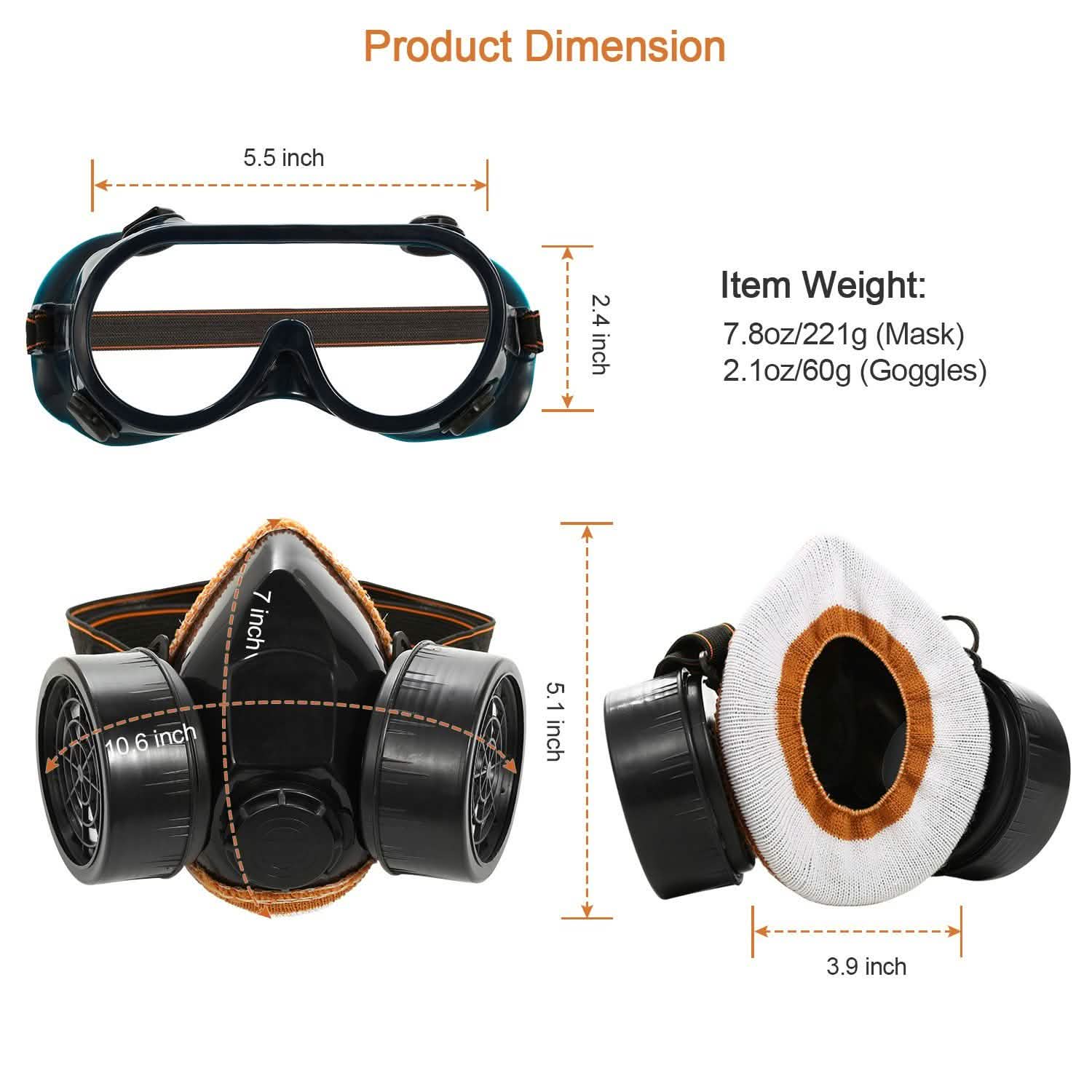 Dual Filter Cartridge Respirator Mask with Goggles Face Masks & PPE - Tophatter Daily Deals