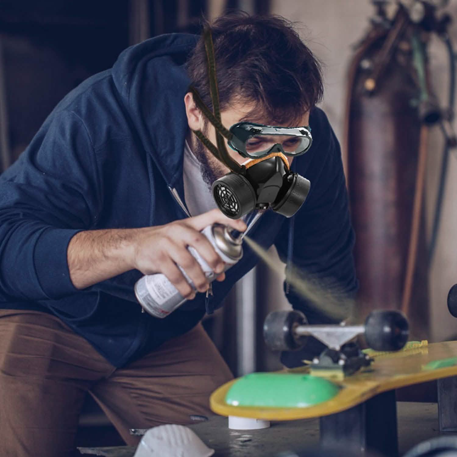 Dual Filter Cartridge Respirator Mask with Goggles Face Masks & PPE - Tophatter Daily Deals