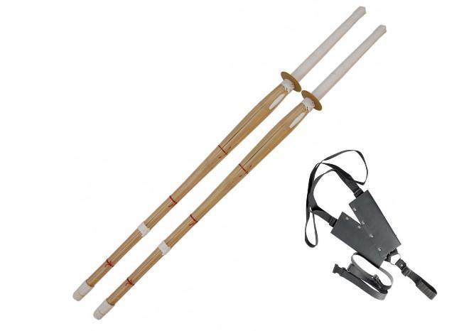 Double Training Bamboo Shinai Sword Set Sheath Combo swords - Tophatter Daily Deals