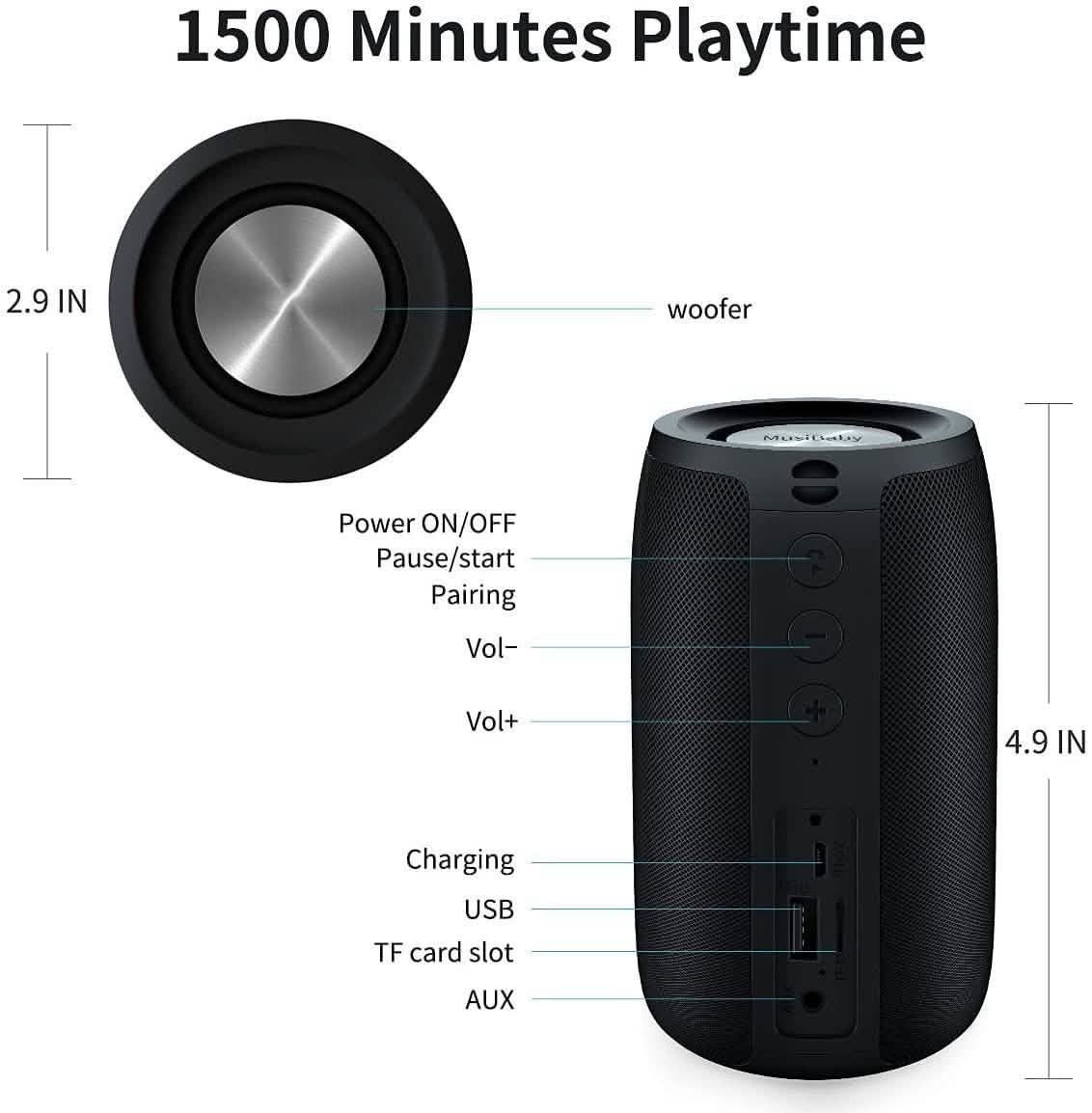 Dual Pairing Bluetooth 5.0 Speaker Bluetooth Speakers - Tophatter Daily Deals
