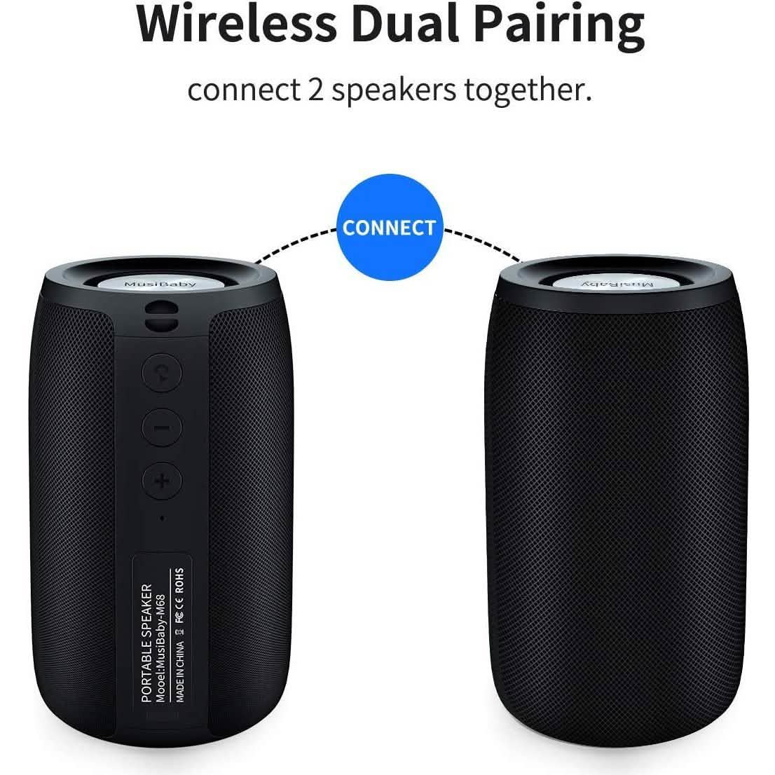 Dual Pairing Bluetooth 5.0 Speaker Bluetooth Speakers - Tophatter Daily Deals