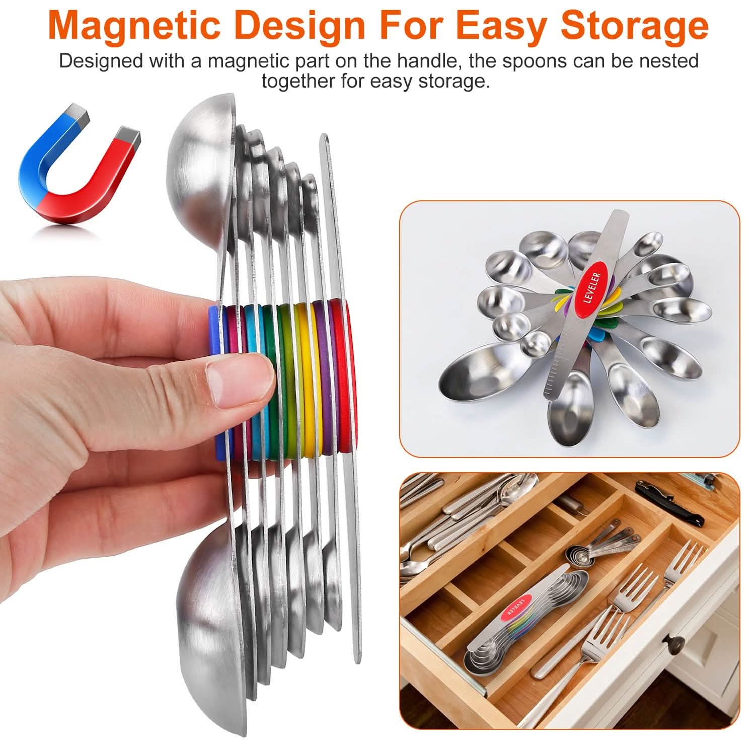 Dual Sided Magnetic Measuring Spoons Kitchen Tools & Gadgets - Tophatter Daily Deals