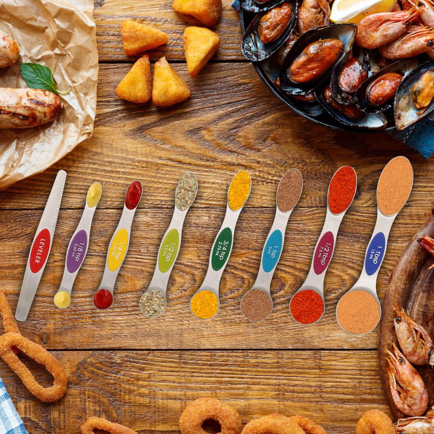 Dual Sided Magnetic Measuring Spoons Kitchen Tools & Gadgets - Tophatter Daily Deals