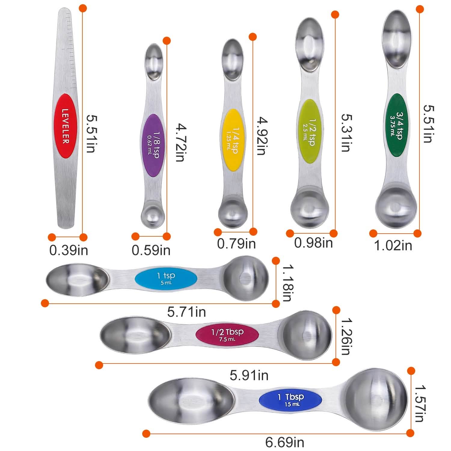 Dual Sided Magnetic Measuring Spoons Kitchen Tools & Gadgets - Tophatter Daily Deals
