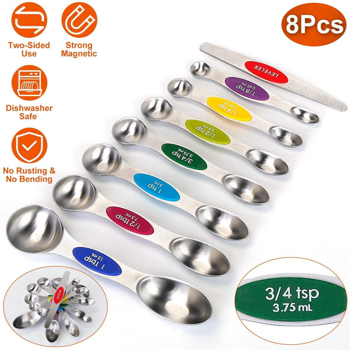 Dual Sided Magnetic Measuring Spoons Kitchen Tools & Gadgets - Tophatter Daily Deals