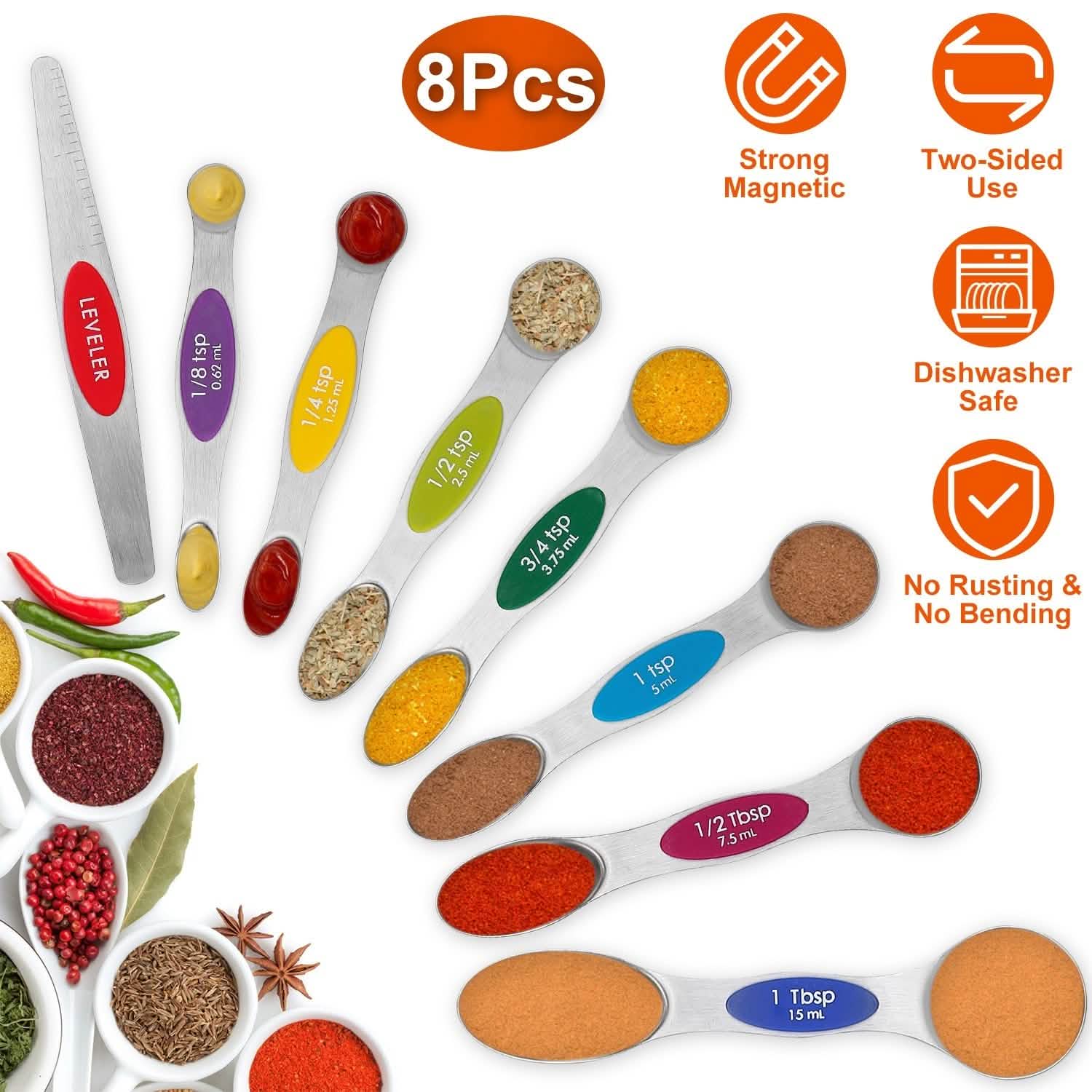 Dual Sided Magnetic Measuring Spoons Kitchen Tools & Gadgets - Tophatter Daily Deals