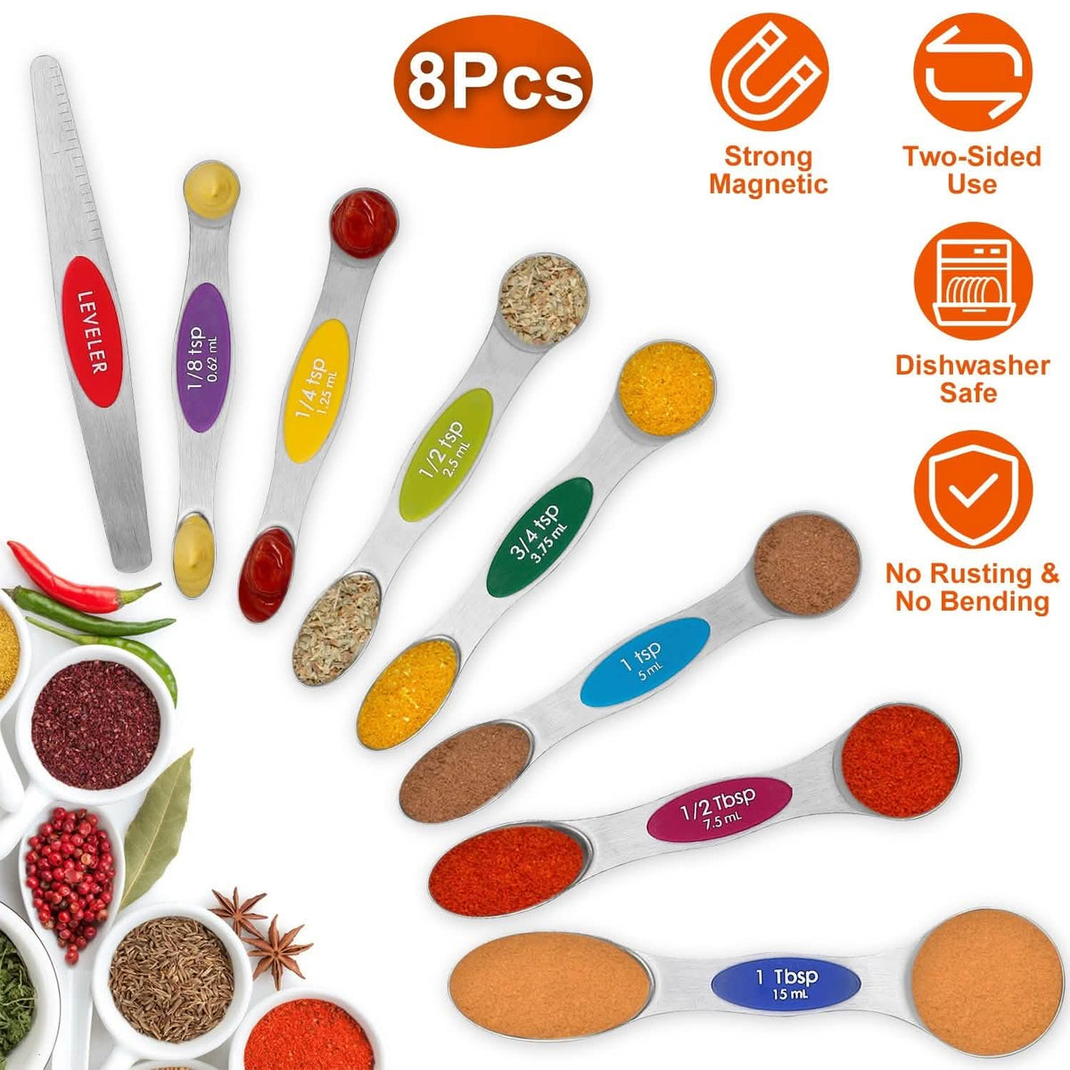 Dual Sided Magnetic Measuring Spoons Kitchen Tools & Gadgets - Tophatter Daily Deals
