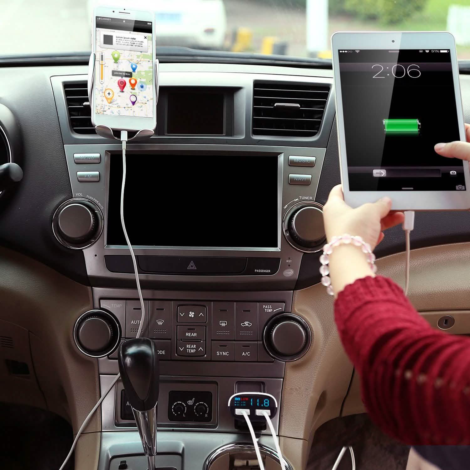 Dual USB Car Charger with Low Voltage LED Display Automotive - Tophatter Daily Deals