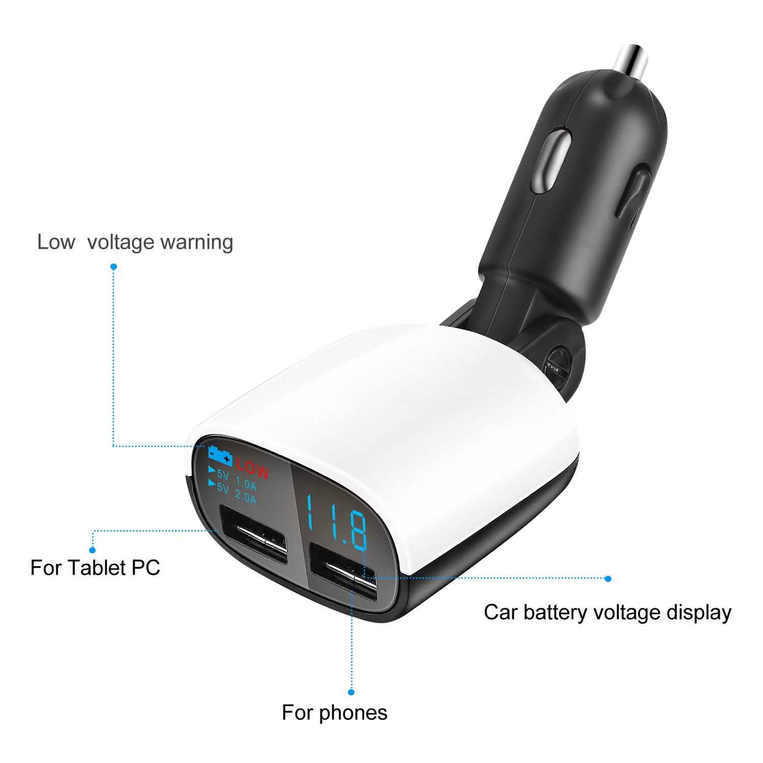Dual USB Car Charger with Low Voltage LED Display Automotive - Tophatter Daily Deals
