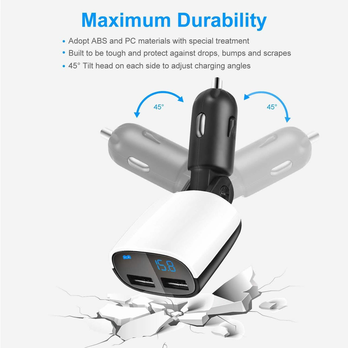 Dual USB Car Charger with Low Voltage LED Display Automotive - Tophatter Daily Deals