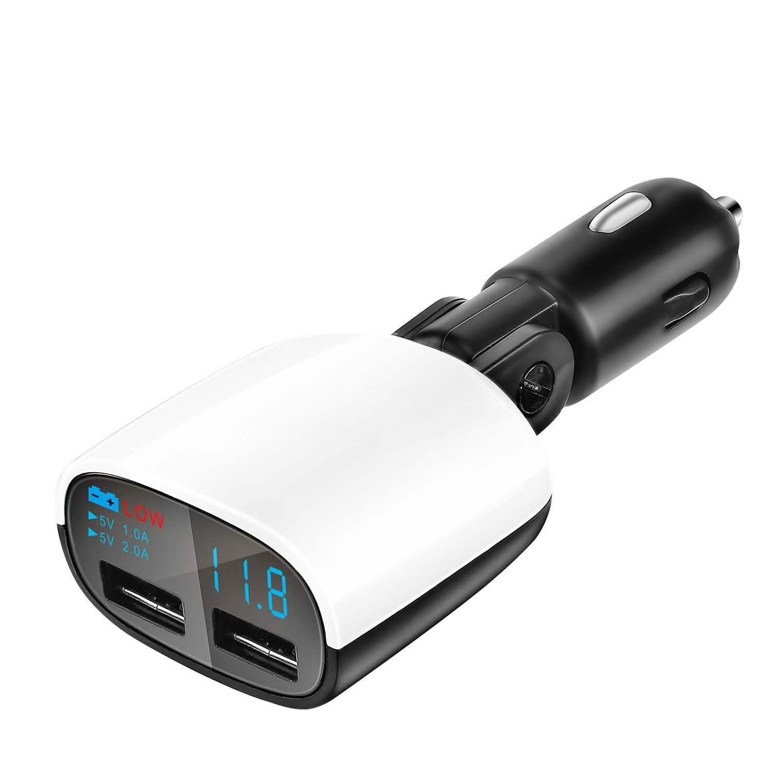 Dual USB Car Charger with Low Voltage LED Display Automotive - Tophatter Daily Deals